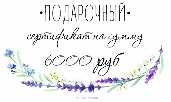Подарочный сертификат на 6000 рублей - фото 8177